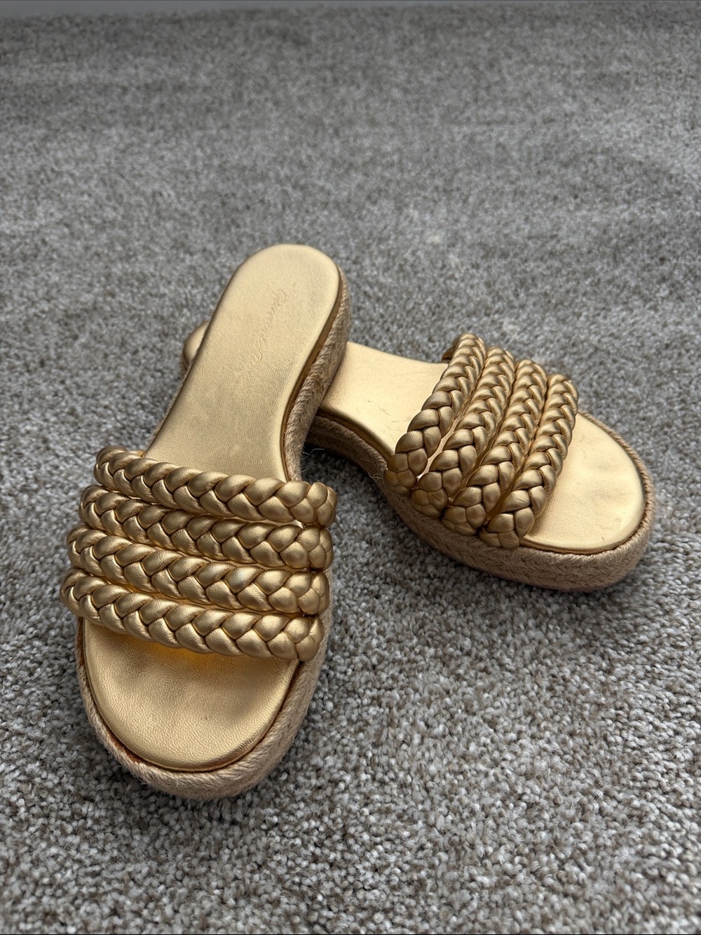 Gianvito Rossi Braided Metallic Gold Slide Sandals 38(7.5 US)